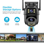 LinkMejor 6MP Dual Lens WiFi PTZ Security Camera Outdoor 5X Zoom Auto Tracking Full Color Night Vision Two Way Audio IP66 Waterproof Smart Home CCTV Surveillance Camera