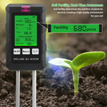 6-in-1 Soil Tester PH Temperature Humidity Sunlight Fertility Nutrient Meter with Digital Display for Gardening and Agriculture