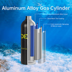 [US Direct] DIDEEP Mini Diving Bottle Set 1L Portable Lung Bottle for Underwater Breathing Reusable Oxygen Bottle up to 20 Minutes Diving Time Portable Dive Tank Air Cylinders for Shallow Water Snorkeling or Emergency Backup