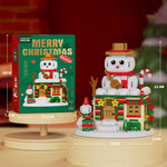 Christmas Elk Deer Santa Claus Building Blocks City Snow House Xmas Tree Decor. Bricks with Light Set Toys for Children Kids Gift
