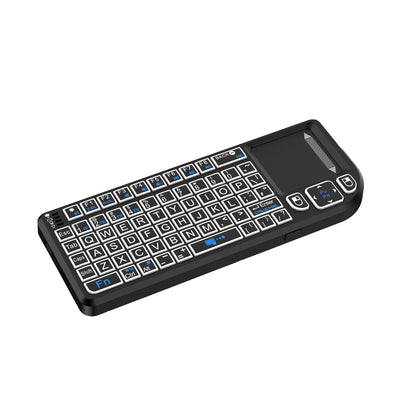 M15 Dual Mode Wireless Mini Keyboard Touchpad with 7 Color Backlit Rechargeable Type-C Red Laser Pointer Portable Multimedia Controller for PC TV Tablet