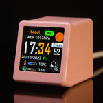 LinkMejor Smalltv-ultra Mini WiFi Desktop Weather Digital Clock Station with IPS LCD Screen Temperature Humidity Weather Forecast Time Display Gadget for Decoration