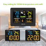 LinkMejor Wireless Weather Station Digital Display Alarm Clock Calendar Temperature Hygrometer Meter Weather Forecast Radio Wave Moon Phase Barometer Sensor
