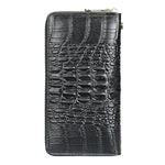 Ekphero Genuine Leather Crocodile Texture Wallet Unisex Long Business Handheld Bag Zipper Card Holder Fashion Cowhide Money Clip Purse