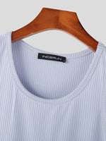 Mens Solid Crew Neck Rib-Knit Sleeveless Tank Top