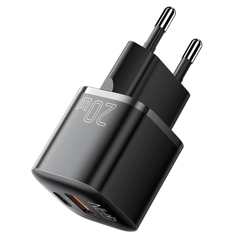 [GaN Tech] LinkMejor ES-CD31 20W 2-Port USB PD Charger USB-A+USB-C Fast Charging Wall Charger Adapter EU Plug US Plug for iPhone 16 16 Pro 15 14 13 Pro Max for Xiaomi 15 Ultra for Samsung Galaxy S25 Ultra for Huawei Pura X