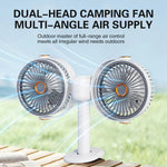 Tevorex Dual Head Clip Fan Adjustable Multi-Angle 5 Speed Wind Long Battery Life Wall-Mounted Mini USB Circulation Fan with Night Light for Home Outdoor