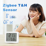 LinkMejor Smart Zigbe Temperature Humidity Sensor LCD Display Thermometer Hygrometer APP Remote Control Real-time Monitoring Work with Alexa Google Home