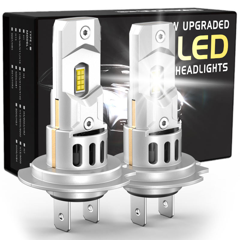 LinkMejor 2PCS X3S H7 LED Car Headlight 6000LM Car Front Light Hi Low Beam 6500K LED Headlight Bulbs  Turbo Fan Cooling