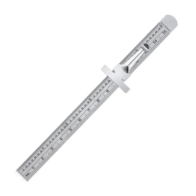 Flexible 6 Inch 15 cm Stainless Steel Pocket Ruler with Metric and Imperial Scale Detachable Clip Conversion Table Clear Graduation