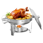 Warmounts 1/2/4/6 Pack Chafing Dish Buffet Set, 5QT Round Buffet Servers and Warmers Set, Stainless Steel Catering Food Warmer with Glass Lid & Holder for Party Home Garden Wedding