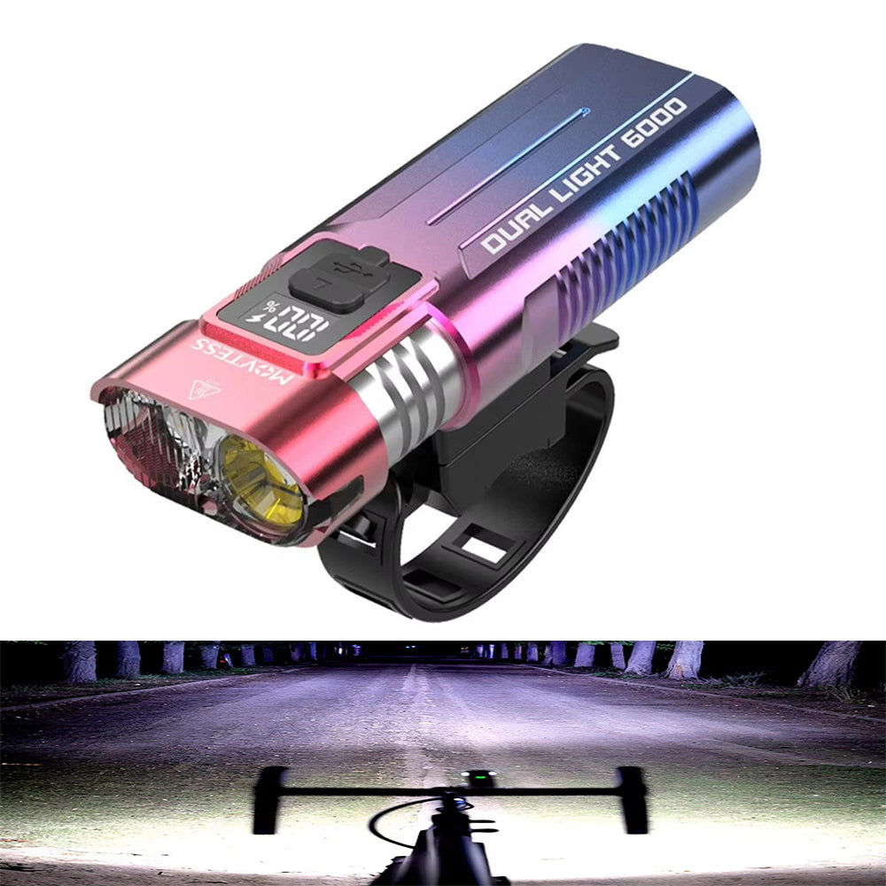 LinkMejor SM220 800LM Dual-core LED Bicycle Headlight Battery Level Digital Display USB Charging Waterproof Front Bike Light for MTB Road Night Riding