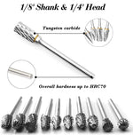 New 10 pcs 1/8" Shank Tungsten Carbide Milling Cutter Rotary Tool Burr Double Diamond Cutting Rotary Dremel Tools Electric Grinding
