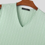 LinkMejor Mens Solid Textured V-Neck Sleeveless Tank Top Comfortable Cool Vest Top