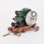 LinkMejor 1/8 Scale 3.6CC Mini Vintage Single Cylinder Four-Stroke ICE Working Gasoline Engine Model w/ Trailer Ready to Run 1140
