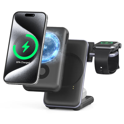 QI2 Magnetic Wireless Power Bank 20W 10000mAh Power Bank with Ice Cooling External Battery Power Supply with 1 Input & 2 Outputs Fast Charging for iPhone 17 17Pro 16 Pro Max 15 14 13 for Huawei Mate XTs for Samsung Galaxy S25 Ultra Come with Phone Stand