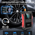 LinkMejor Car Battery Jump Starter with Air Compressor 3000A Car Battery Booster 150PSI Portable Power Pack Jump Box with LCD Display for Gas Diesel Engine Vehicles
