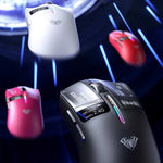 LinkMejor SC650 Tri-mode Gaming Mouse with Smart Screen Display PAW3311 Sensor RGB Lighting 800-12000DPI 1000Hz 500mAh Battery Lightweight Design E-sports Gamer Mice for PC Laptop Computer