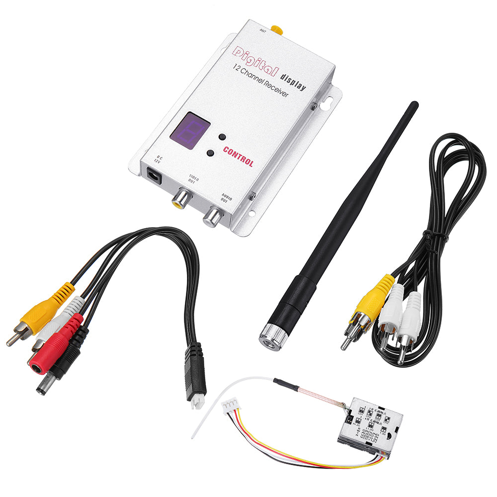 Partom 1.2GHz 200mW 12CH Wireless FPV Transmitter Fox‑R02 Receiver Combo SMA Male for RC Drone Airplane Long Range AV Transmission