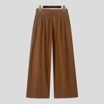 LinkMejor Mens Ruched Crossover Design Pant Fashion Solid Color High Waist Casual Long Trousers for Male