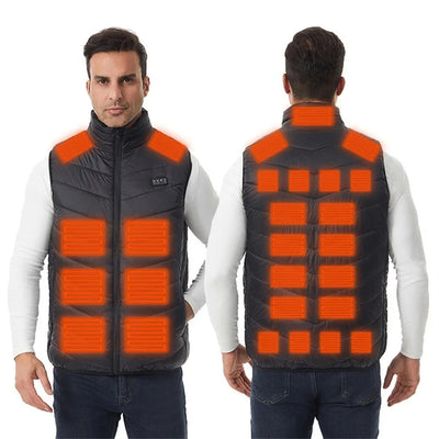 LinkMejor 4 Control 27 Zone Heating Vest Men Women Electric Constant Temperature Control Winter Warm Heated Sleeveless Jacket (Not Included The Power Bank)