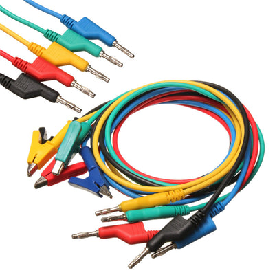 LinkMejor 5Pcs 1M 4mm Silicone Banana Plug to Crocodile Alligator Clip Test Probe Lead Wire Cable