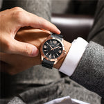 LinkMejor Luxury Men's Business Watches Fashion Stainless Steel Quartz Watches Auto Date Luminous Steel Bracelet Wristwatch