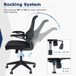 Hoffree Office Chair Ergonomic Desk Chair with Adjustable Height Lumbar Support High Back Mesh Computer Chair with Flip up Armrests