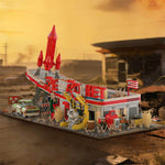 Xbert Brix 66139 RED ROCKET Restaurant Building Block Set 2447PCS 66141 Aerospace Building Block Set 1623PCS Brick Assembly Kit for Children's Gifts Creative Desktop Ornaments Toys
