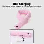 LinkMejor 3 Gears Electric Heating Scarf 80-100cm Adjustable USB Rechargeable Uniex Fashion Winter Warm Neckerchief Plush Collar