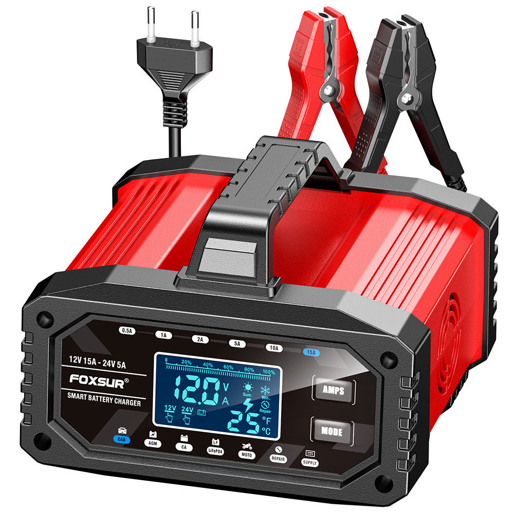 LinkMejor 12V 15A / 24V 5A 300W Battery Charger Lead-Acid AGM GEL LiFePO4 Tester Smart Pulse Repair Tools for Car Motorcycle Boat