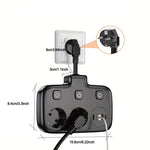 2500W 10A EU Plug Power Strip with 2AC+3USB-A+USB-C Fast Charger Multitap Electrical Wall Socket Extension Cord with On/Off Switch