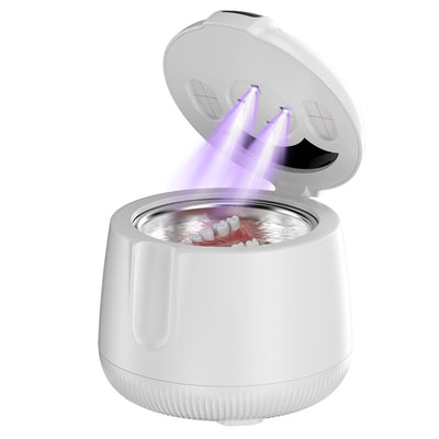 Tevorex Portable Ultrasonic Retainer Cleaner 48kHz High Frequency UV 200ml Stainless Steel Tank 4 Cleaning Modes IPX5 Waterproof for Denture Mouth Guard Braces Jewelry