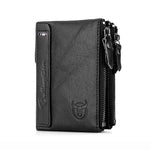 LinkMejor Vintage Men's Wallet Top-grain Cowhide Leather Zipper Card Holder Coin Purse Business Casual Male Money Clip