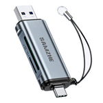 LinkMejor CRS22 USB3.2Gen1 Card Reader USB-A&Type-C Dual Interface OTG Adapter Dongle 5Gbps High Speed SD/TF Dual Slot for Smartphone Laptop Plug and Play