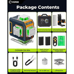 EU US Direct CIGMAN CM-S04 16 Lines Green Beam Laser Level 4x360° Self Leveling LCD Display 30m Range Rechargeable Battery IP54 Outdoor Pulse Mode Tool