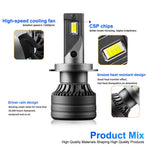 F9D LED Headlight Bulbs 2500LM 6500K Cool White Super Bright 3570 CSP Chips Conversion Kit IP68 Waterproof