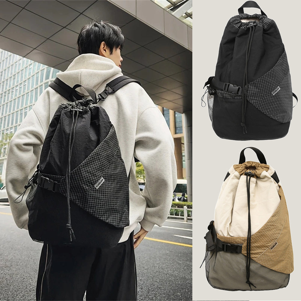IPRee Outdoor Multifunction Waterproof Camping Travel Drawstring Backpack Men Women Techwear Style Hip Hop Crossbody Laptop Bag