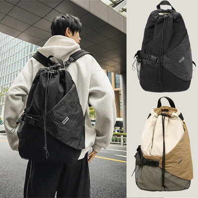 IPRee Outdoor Multifunction Waterproof Camping Travel Drawstring Backpack Men Women Techwear Style Hip Hop Crossbody Laptop Bag