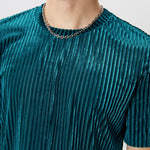 LinkMejor Men T-Shirts Fashion Solid Color Skinny Elastic Top Tee Casual Summer Round Neck Short Sleeve Mens Clothing