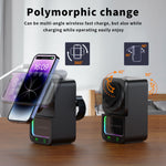 DH19 5-in-1 15W Wireless Magnetic Charger Come with bluetooth Speaker Night Light Function Fast Wireless Charging Station for Smart Phone for iPhone 17 17Pro 16 15 14 Pro Max for Huawei Pura 80 Ultra for XIAOMi for Apple Watch for Airpods