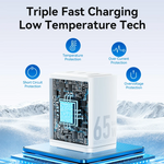 [GaN Tech] Vention FER 65W 3-Port USB PD Charger USB-A+2USB-C PD3.0 QC3.0 PPS SCP FCP AFC Apple2.4A Fast Charging Wall Charger Adapter EU Plug for iPhone 16 15 Pro 14 13 12 Pro Max for Huawei Mate XT for Xiaomi 15pro