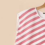 LinkMejor Women Striped Printed T-shirt Fashion Short Sleeve Tee Holiday Summer Holiday Belted Design Casual Simple Tops