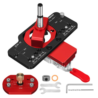 LinkMejor Aluminum Alloy 35MM Hinge Boring Hole Drill Guide Hinge Jig with Clamp For Woodworking Cabinet Door Installation