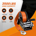 Heavy Duty 3500 lbs Boat Trailer Winch with 33 ft Strap Manual Winch with Grip Handle Dual Directional Ratchet - Ideal for Boats Jet Skis Trailers Marine