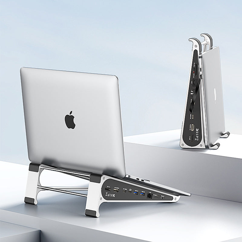 Blueendless Aluminum Laptop Stand Docking Station with 4K 60Hz HD SD/TF Card Reader USB3.0 5Gbps 100W PD Charger Type-C Hub for MacBook Surface