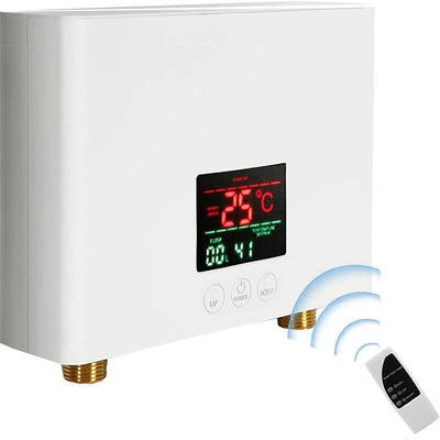 NovuLife Instant with Remote Control Water Heater Wall Mounted Electric Hot Water Heater Thermostat Fast Heating Kitchen Bathroom Shower