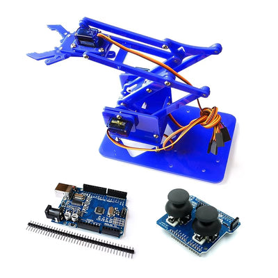 4-DOF Acrylic Robotic Arm Kit Four-Axis Easy Assembly DIY Robotics Components for Arduinos Programming Learning