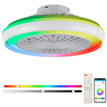 Elfeland Smart RGB LED Ceiling Fan Light 6 Fan Speeds 2H Intelligent Timing Quiet Operation Flush Design with Remote control for Home Office