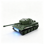 777K/777T RTR 1/64 2.4G Mini RC Tank Car Tiger 99A Desktop Simulation Battle Tracked Remote Control Shooting Vehicles Models with Infrared Combat 360° Rotating Turret Micro Toys